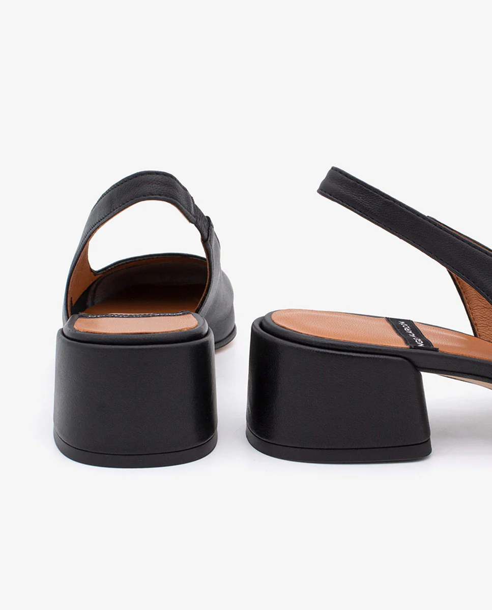 MANON - Zapatos de salón destalonados con tacón ancho de piel suave - Image 4