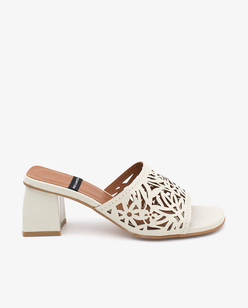MARGUERITE  - Mule de pala troquelada con tacón ancho en piel brillante - Image 6