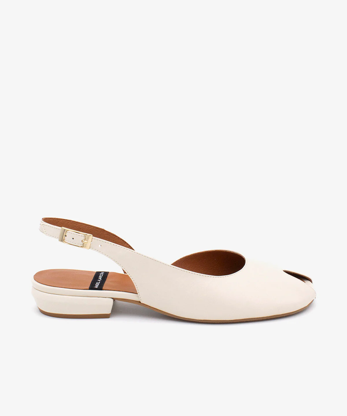 MATILDE – Bailarina destalonada peep toe en piel texturizada