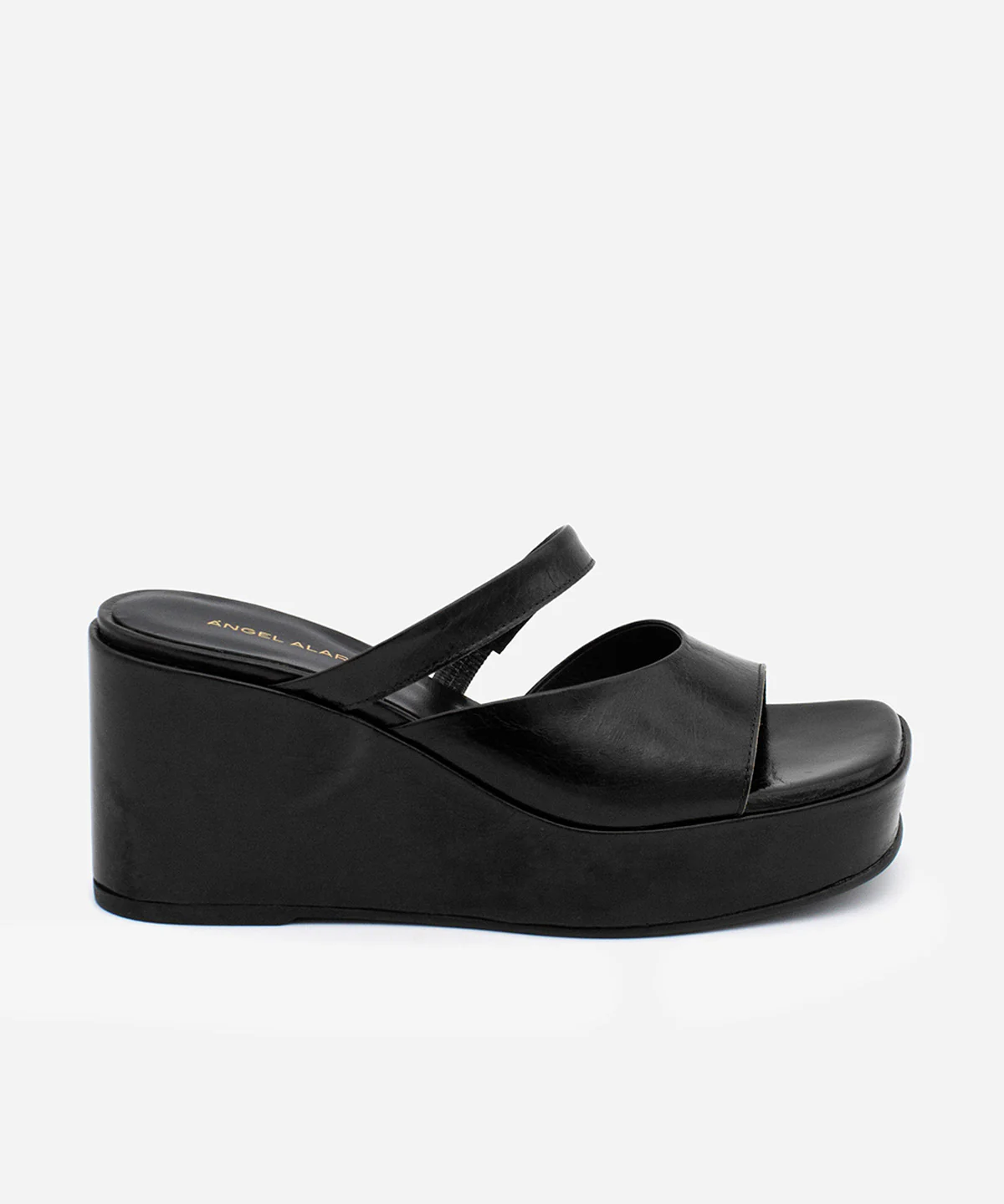 NICOLETTA – Mule de plataforma de cuña con pala doble de piel texturizada