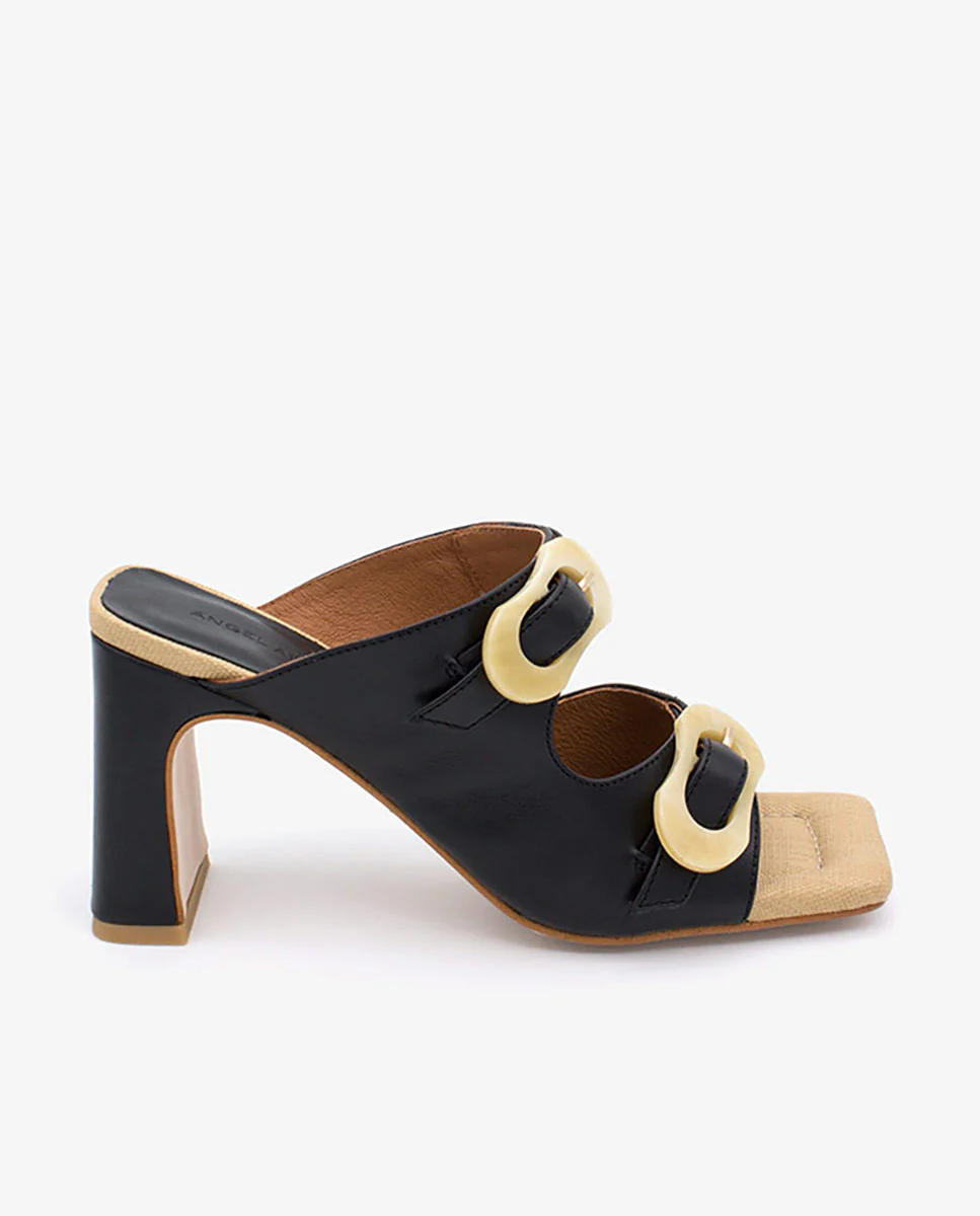 PALKE – Mule de tipo sandalia de piel con hebillas de carey y tacón alto - Image 15