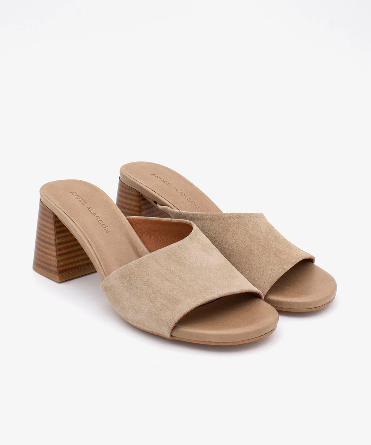 PATRIZIA – Mule con tacón alto ancho efecto madera de serraje - Image 2