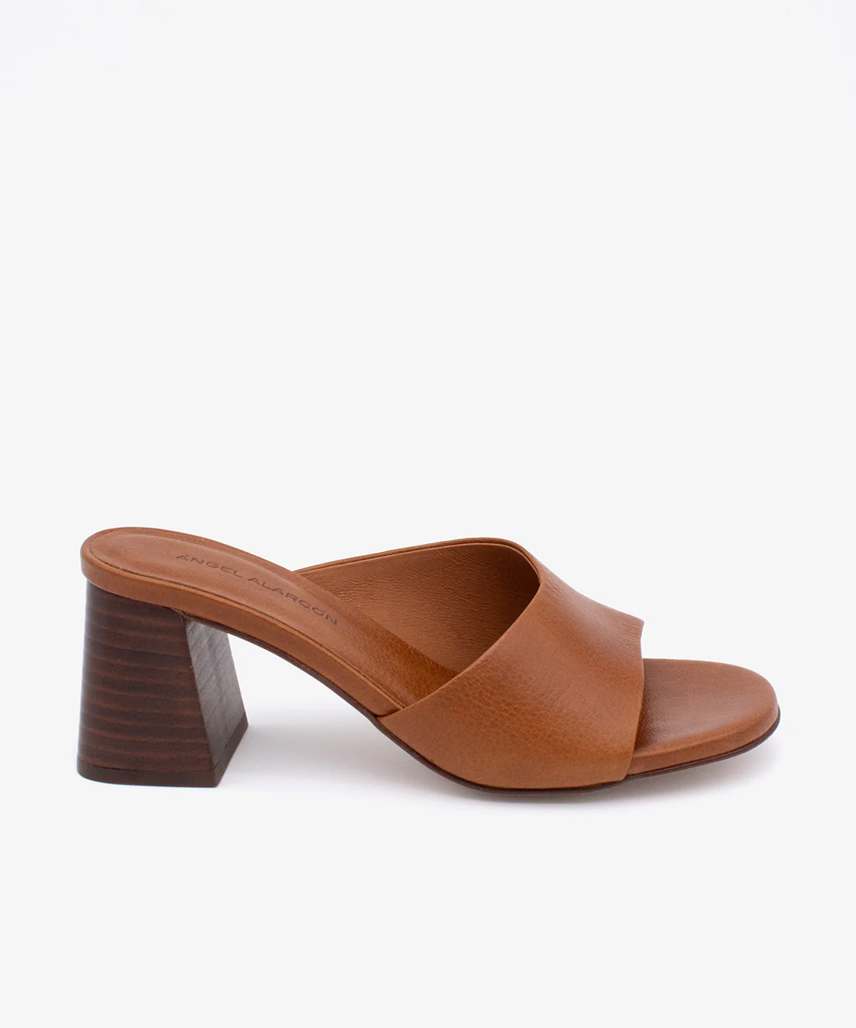 PATRIZIA – Mule de piel natura con tacón alto ancho efecto madera - Image 11