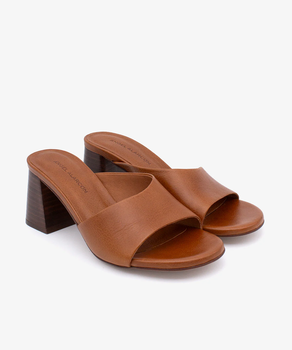 PATRIZIA – Mule de piel natura con tacón alto ancho efecto madera - Image 12