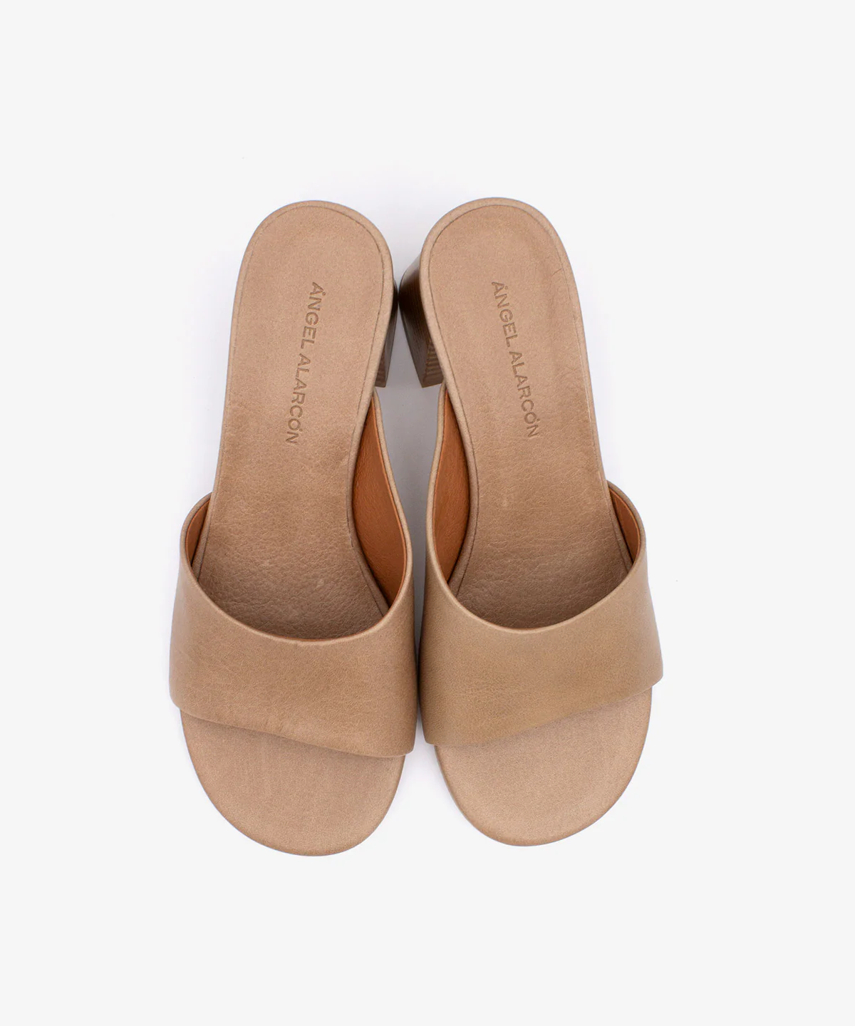 PATRIZIA – Mule de piel natura con tacón alto ancho efecto madera - Image 4
