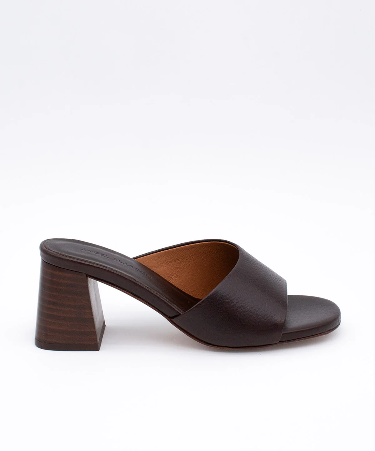 PATRIZIA – Mule de piel natura con tacón alto ancho efecto madera - Image 6