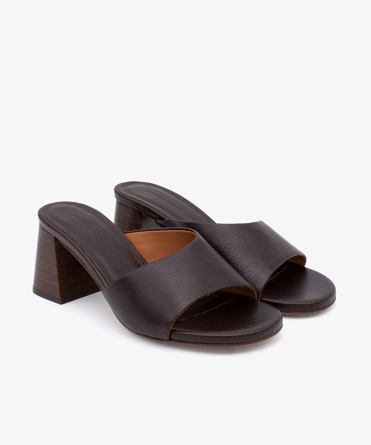 PATRIZIA – Mule de piel natura con tacón alto ancho efecto madera - Image 7