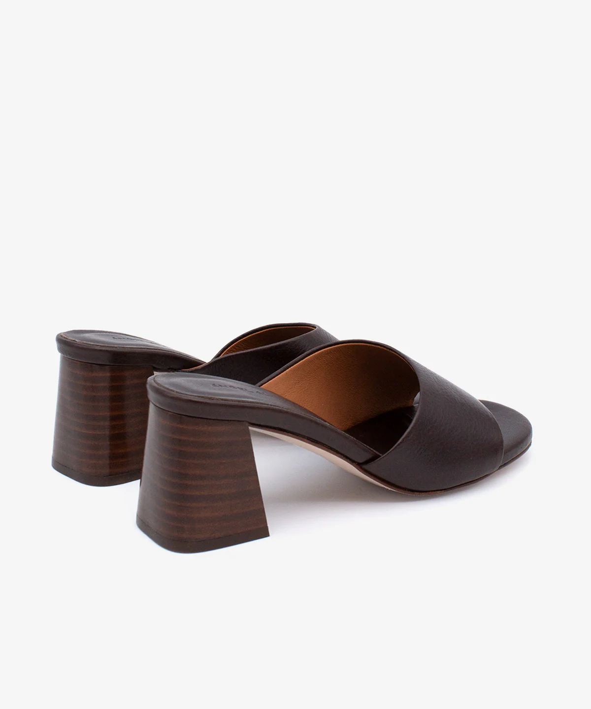 PATRIZIA – Mule de piel natura con tacón alto ancho efecto madera - Image 8