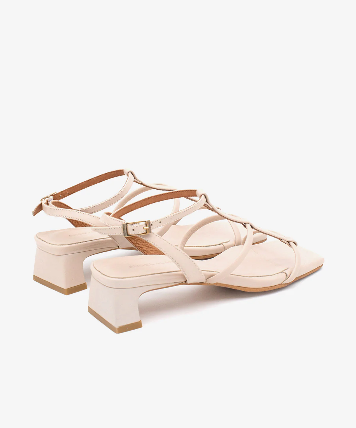 RACHEL – Sandalia de tiras t-strap con tacón bajo en piel - Image 3