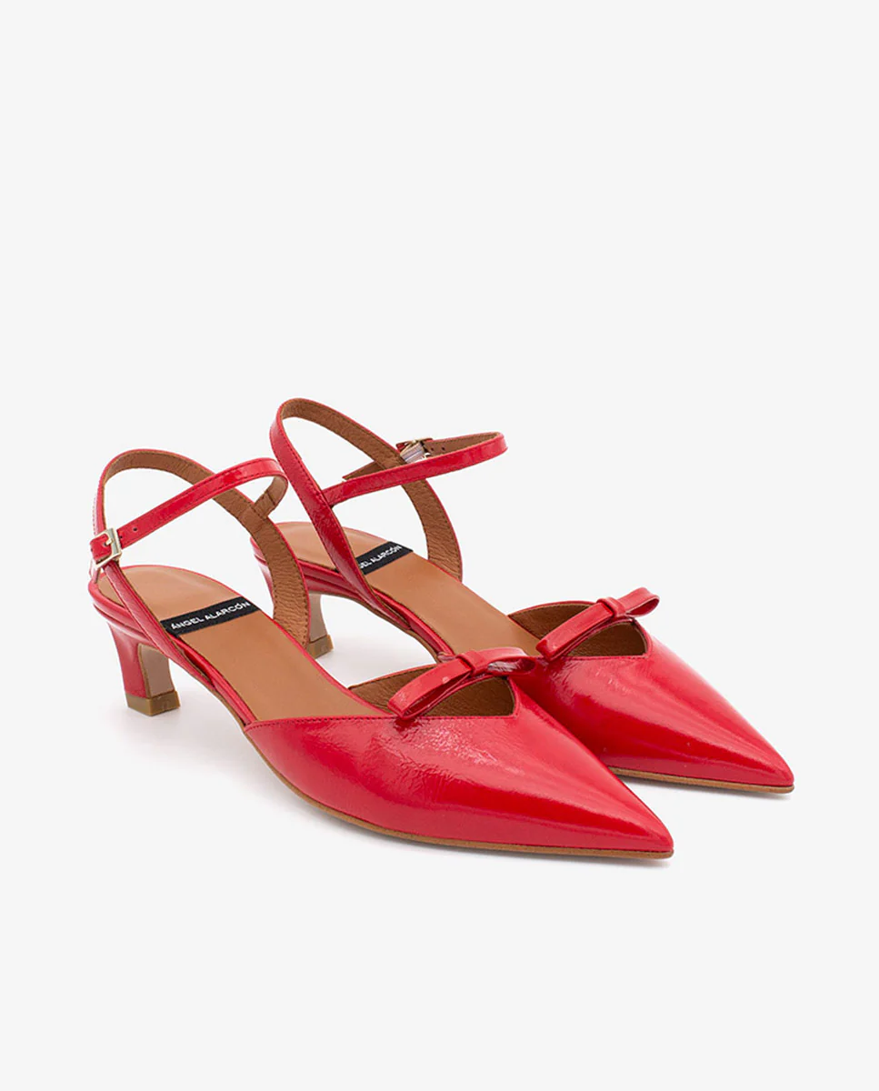 VERONIQUE – Zapatos de salón abiertos con tacón bajo de piel texturizada - Image 12