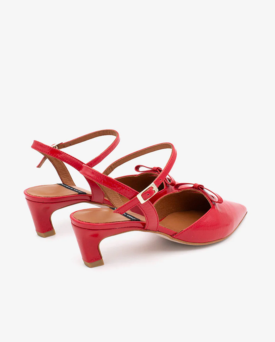 VERONIQUE – Zapatos de salón abiertos con tacón bajo de piel texturizada - Image 13