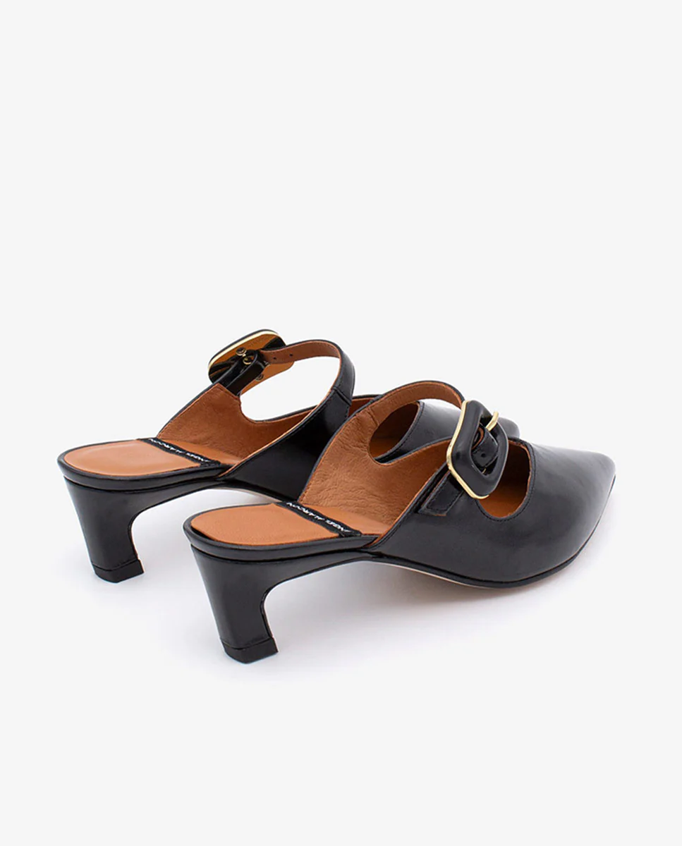 YVONNE - Mules merceditas con tacón bajo de piel brillante - Image 5