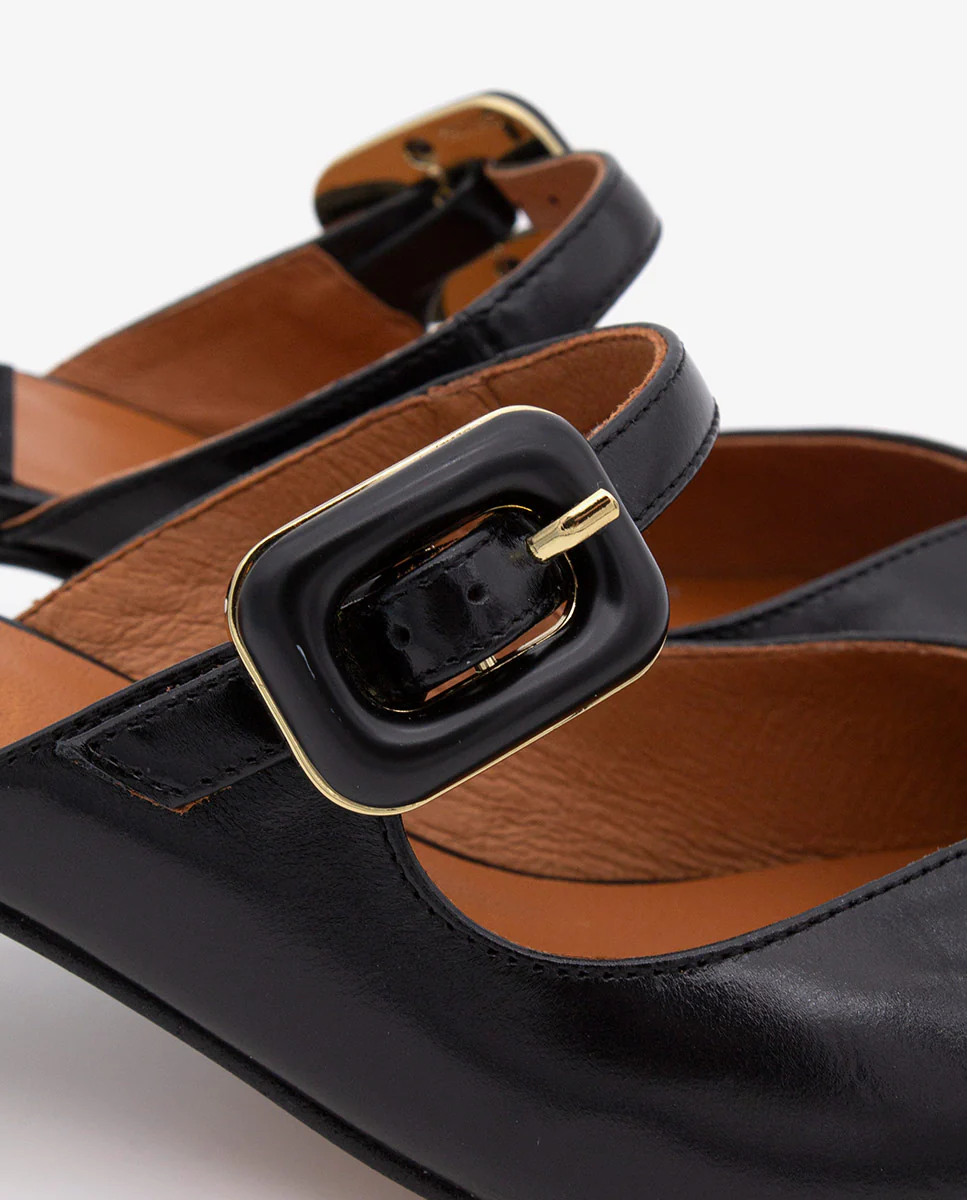 YVONNE - Mules merceditas con tacón bajo de piel brillante - Image 8